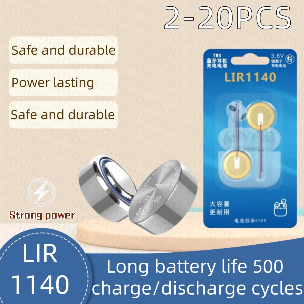 

3.6V 45mAh LIR1140 steel shell button battery for TWS Bluetooth headset battery