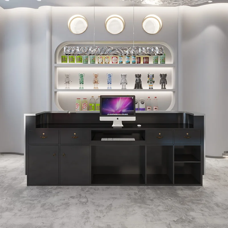 #customized Unique Nordic Reception Desk Decor Simple Elegant Bar Counter Classic Luxury Escritorios De Oficina Office Furniture