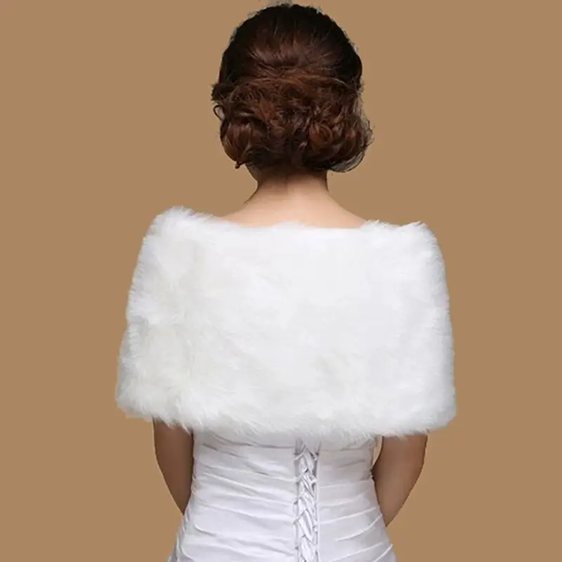 Winter Cape White Fur Shawl Wedding Accessories Elegant Bridal Wrap Women Wedding Jackets Soft Cape Imitation Fur image 5