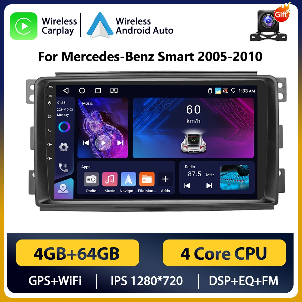 Podofo Android Car Radio For Mercedes-Benz Smart Fortwo 2005-2010 Android Auto 2 Din Multimedia Player Navigation GPS BT FM RDS image 3