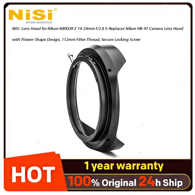 NiSi Flower‑Shape Lens Hood for Nikon NIKKOR Z 14‑24mm f/2.8 S,Replaces HB‑97,112mm Filter Thread Lens Hood with Locking Screw