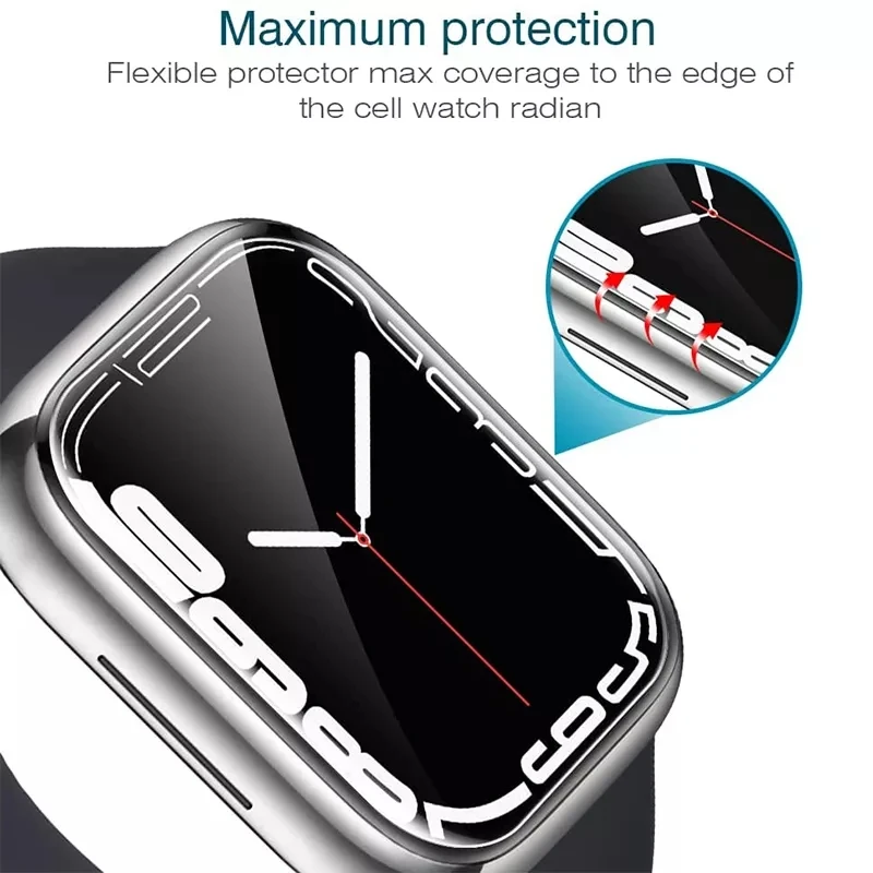 Protective Hydrogel Film on Apple Watch Ultra 49mm 8 7 45mm 41mm SE 6 5 4 44mm 40mm 3 2 1 42mm 38mm Screen Protector Foil Guard