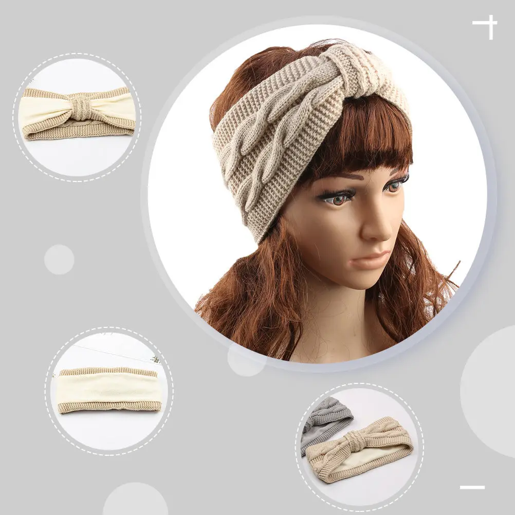 

5Pcs Acrylic Yarn Headband Elastic Wide-Brimmed Practical Bowknot Warm Earmuffs Stylish Hair Accessory Wide-Brimmed Headbands