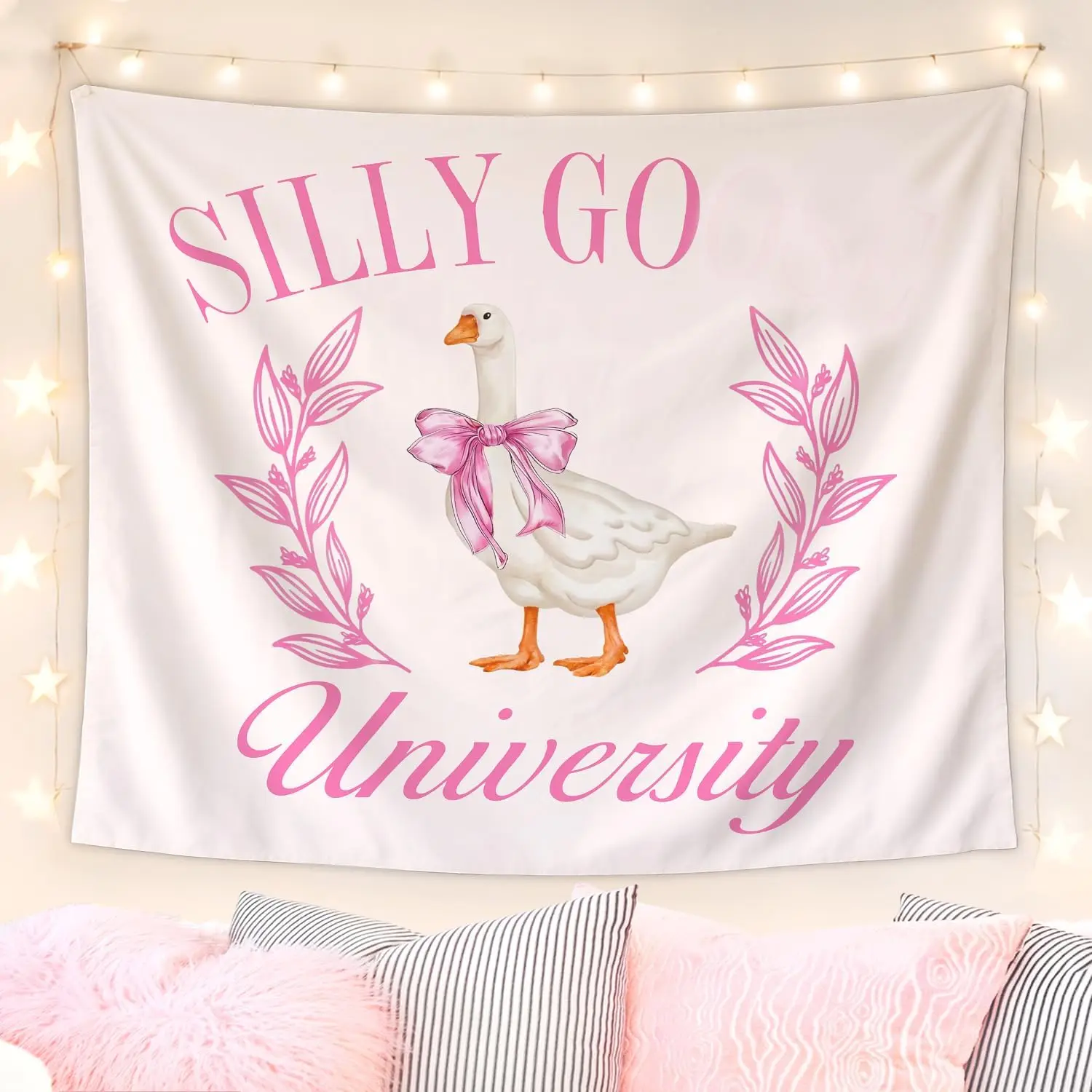 Cute University Tapestry Wall Hanging Boho Decor Silly Go Graduation College Dorm Room Aesthetic Art Print Feminine Nursery Wall