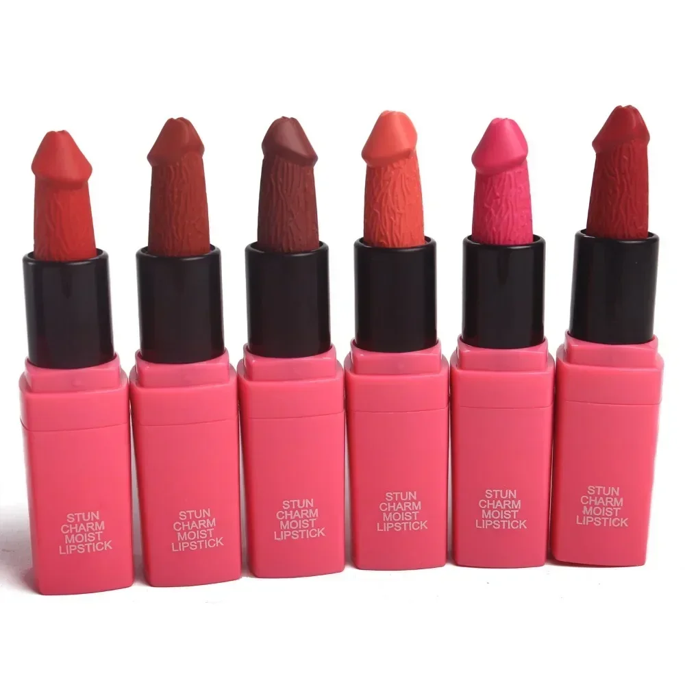 Heallor 12 Colors Penis Shape Mushroom Long Lasting Moisture Cosmetic Lipstick Lips Makeup Lipstick cosmetic batom