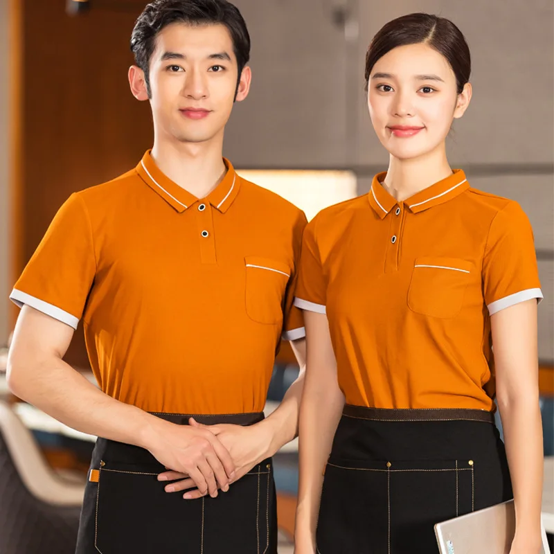 

Waiter Workwear T-shirt Short Sleeve Summer Breathable Catering Restaurant Hot Pot Staff Clothing Milk Tea Hamburger Work Clothe