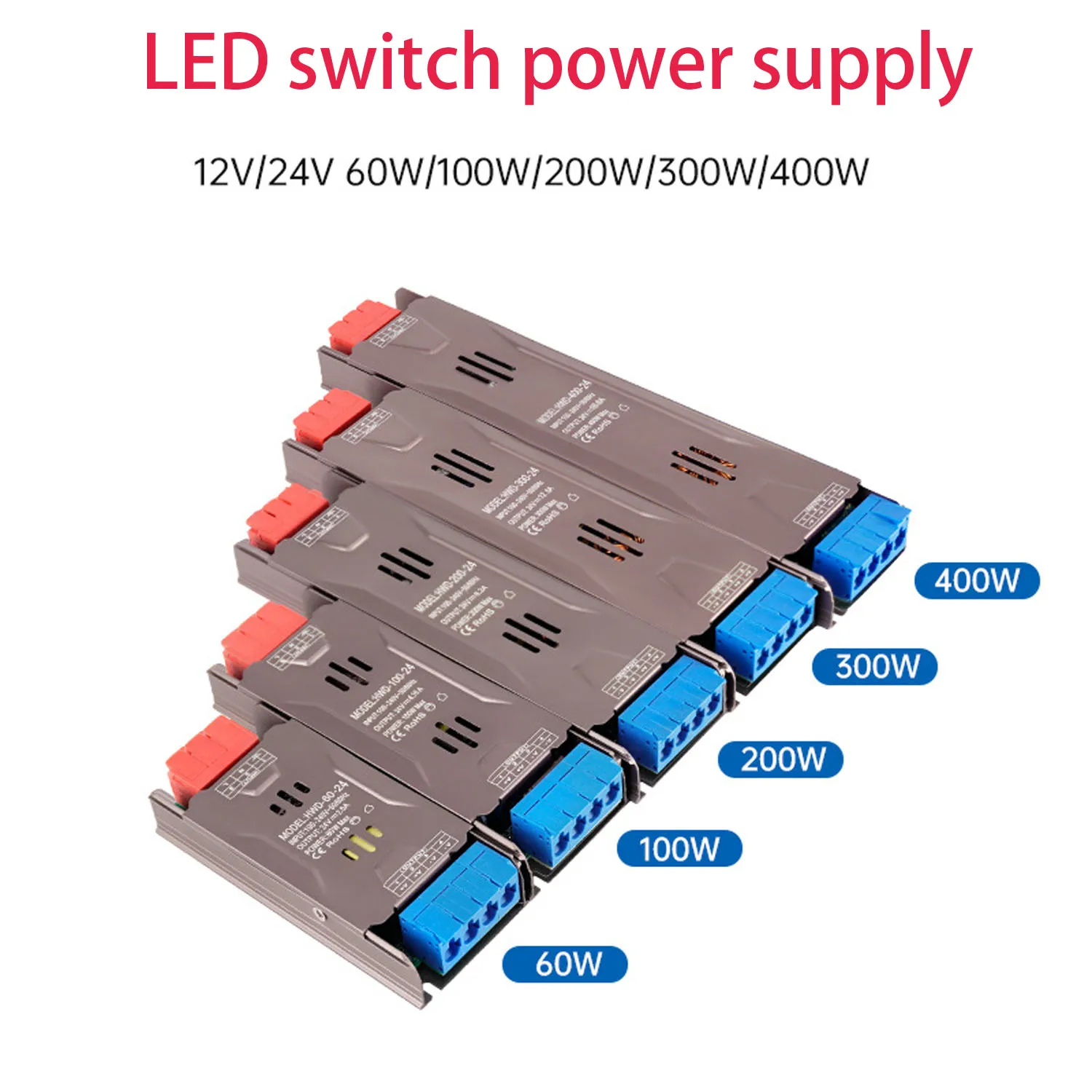 

Ультратонкий светодиодный блок питания AC190V 240V на DC12V 24V 60W 100W 200W 300W 400W, трансформатор-адаптер для светодиодных лент FCOB WS2815