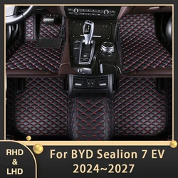 Car Floor Mats For BYD Sealion 7 07 EV 2024 2025 2026 2027 Waterproof Custom Auto Foot Pads Leather Carpet Interior Accessories