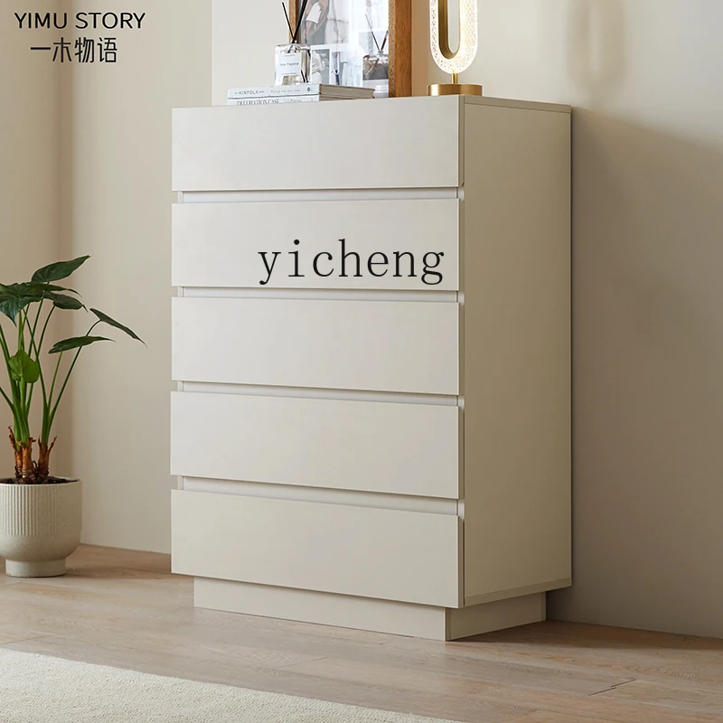 TQH cream wind solid wood chest of drawers simple living room locker light luxury minimalist bedroom storage cabinet