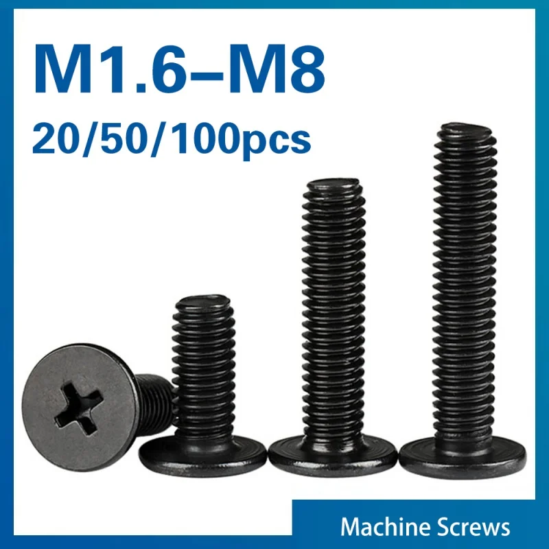 

10/ 20/ 50pcs Black 304 Stainless Steel Cross Phillips Ultra Thin Flat Wafer Head Screw CM M1.6 M2 M2.5 M3 M4 M5 M6 for Laptop