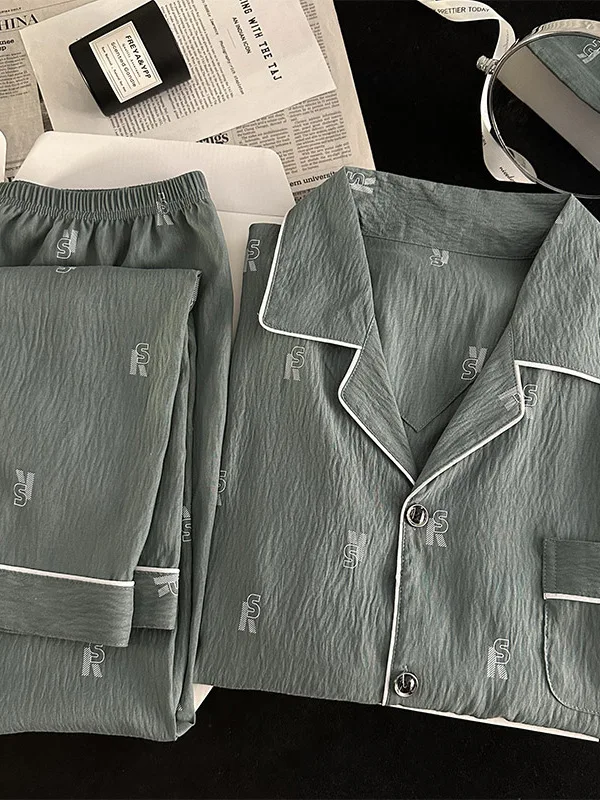 DAIMELU الأبجدية بسيطة منامة الرجال الربيع ملابس خاصة مجموعة الخريف طويلة الأكمام عارضة القطن الكورية الذكور فضفاض المتسكعون دعوى