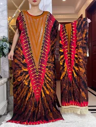 2024 africano estate manica corta abito Dashiki con grande sciarpa allentato Boubou Maxi Islam donne vestito Casual abiti Abaya africani