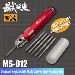 MSWZ 5 in 1 Replaceable Blade Precise Pushing Knife Carver Line Nicking Tool For Gundam Model Making Carved Sword Hobby DIY