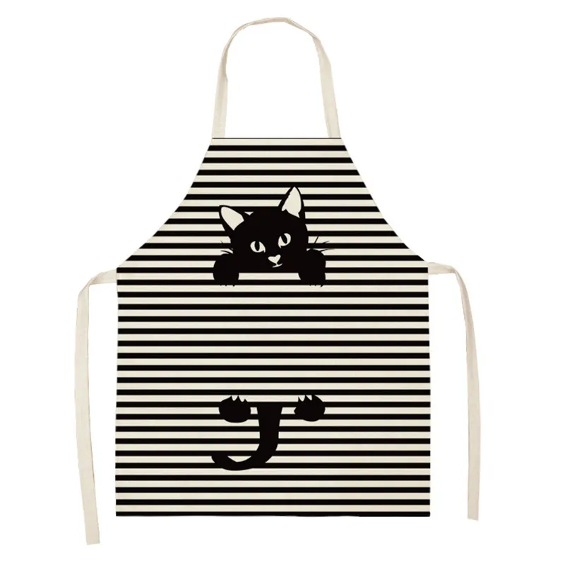 Baking Accessories Apron Kitchen Apron Cute Cat Pattern Women Adult Kids Cartoon Cat Linen Wai Cooking Barbecue Aventais