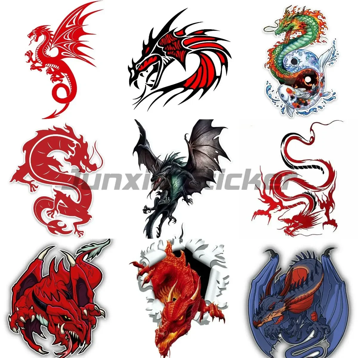 

Dragon Sticker Car Truck Window Vinyl Sticker Art Pattern Funny Car Sticker Sunscreen waterproof bumper cover Suitcase Decal