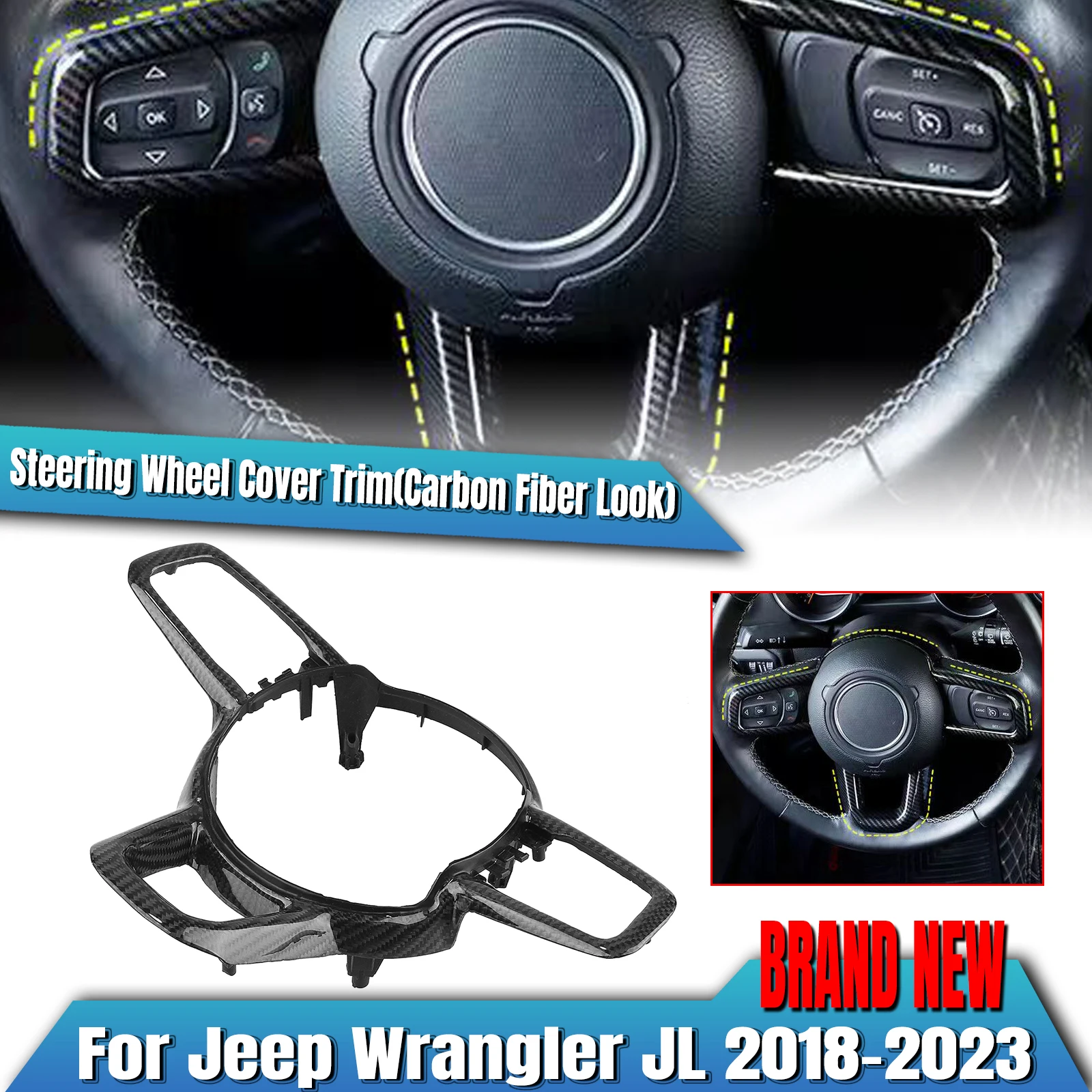 Car Steering Wheel Chassis Panel Gear Cover Trim Frame For Jeep Wrangler JL Gladiator JT 2018-2023