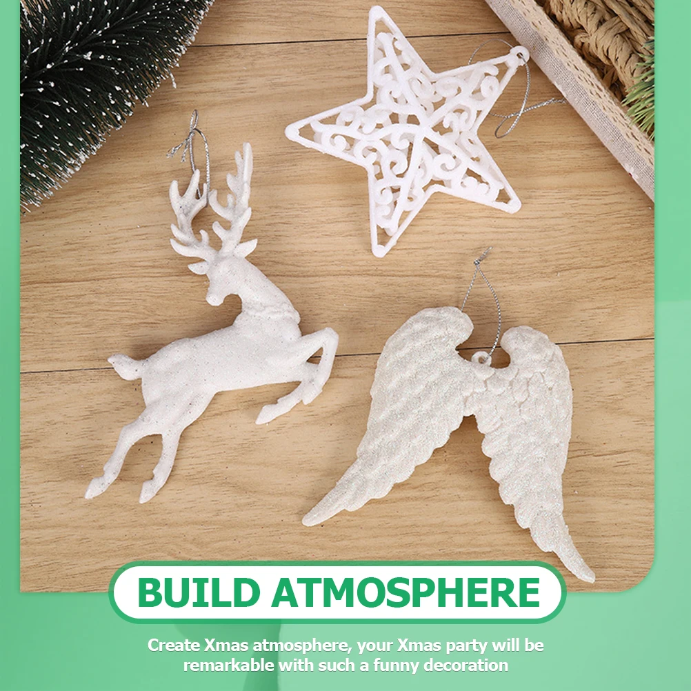 

6 Pcs Christmas Decorations Wing Hanging Small Ornament Angel Wings for Crafts Fairy Ornaments Holiday White with Retro Child