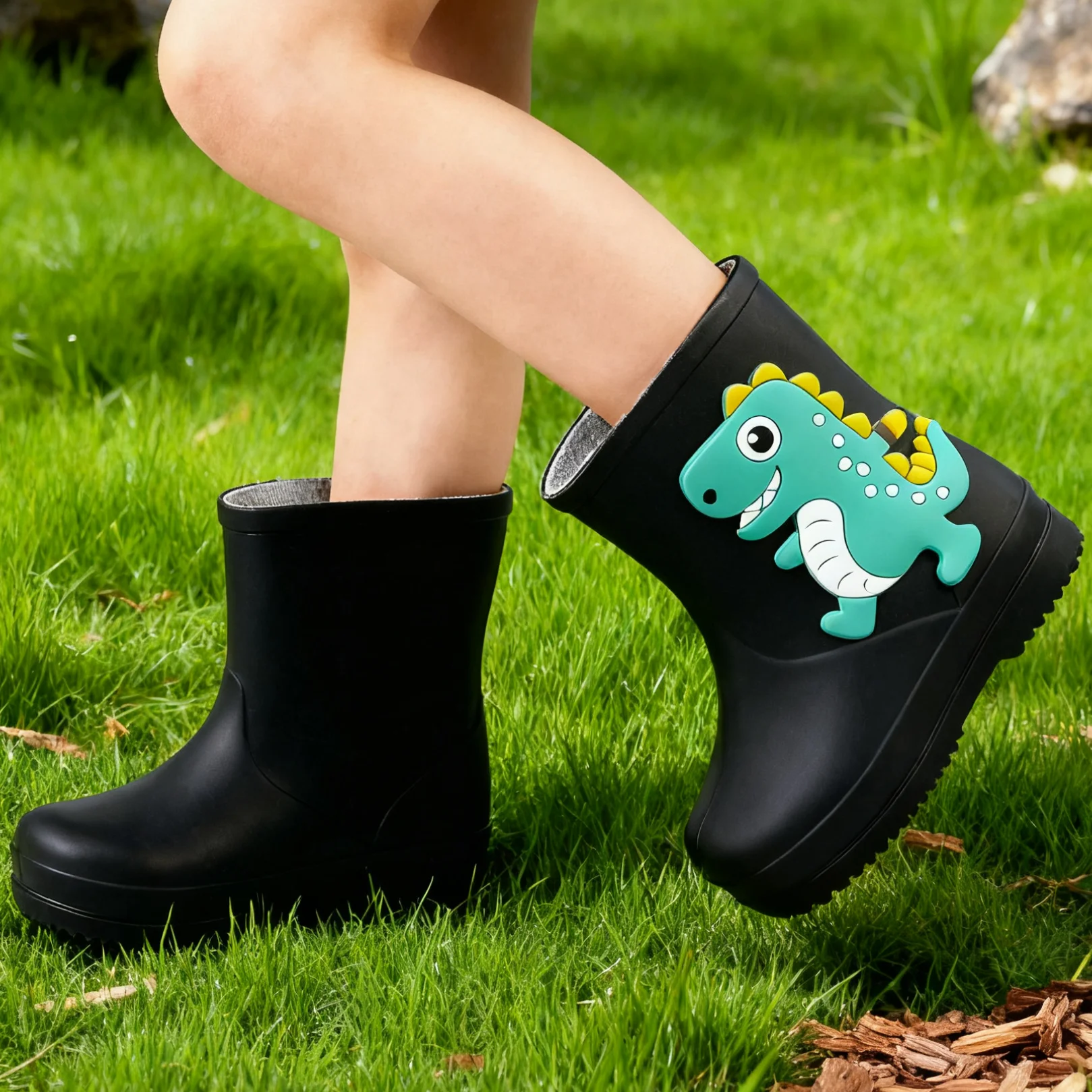 รองเท้ากันน้ำรุ่นใหม่ปี 2025 สำหรับวันฝนตก รองเท้าบูทยางกันฝนแบบหนาสำหรับเด็ก รองเท้าบูทหุ้มข้อต่ำ ลายการ์ตูนยูนิคอร์น