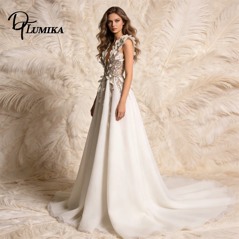 

Luxury Feathers Organza Prom Dress for Women Sleeveless Long Evening Gown Tailored Fitted Party Prom Gown Wedding Guest Dress