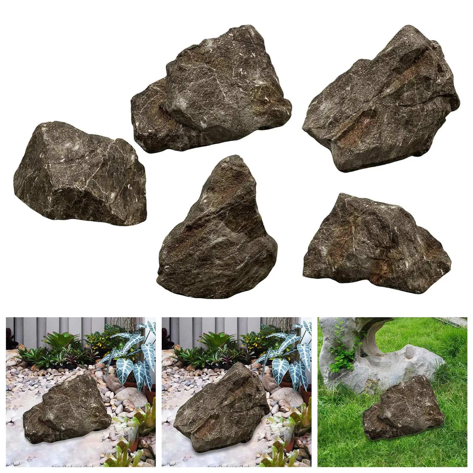 

Fake Rock Realistic Sturdy Versatile Background Props Crafts Landscape Rock Faux Stone Sculpture for Porch Patio Balcony Yard