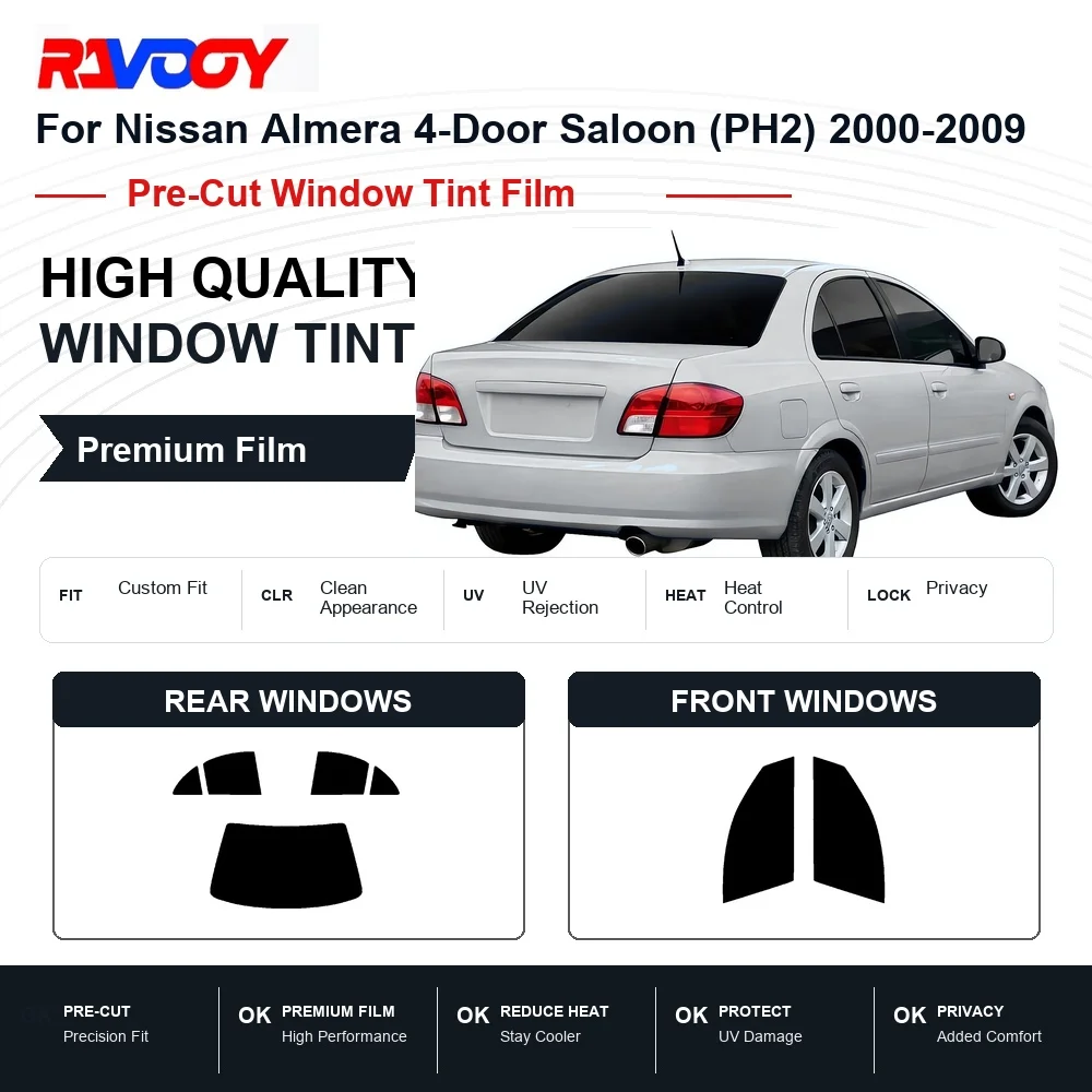 Película De Privacidad Para Ventanas Delanteras Y Traseras, Precortada, De Primera Calidad, Para Nissan Almera 4 Puertas (Ph2) 2000-2009, Con Protección Uv Y Rechazo De Calor. — -53%, 28.16€ Coupon, from 23.99€ – 53% descuento – €23.99