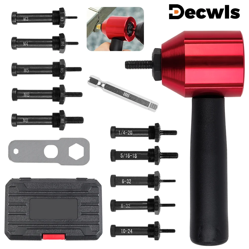 เครื่องโลดโผน,เมตริกM3 M4 M5 M6 M8,นิ้ว 6-32, 8-32, 10-24, 1/4-20, 5/16-18,ในครัวเรือนโลดโผนเครื่องมือ,ไฟฟ้าrivet nut gun converter,เกรดอุตสาหกรรมโลดโผนเครื่องมือ, รวมทั้งก้านสูบด้วย