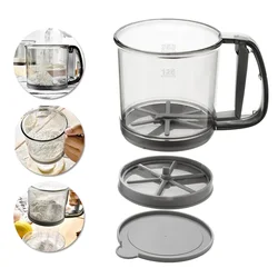 Flour Sifter Hand Press Semi Automatic Plastic Flour Sieve Cup Kitchen Gadget Handheld Flour Filter Professional Flour Sifters
