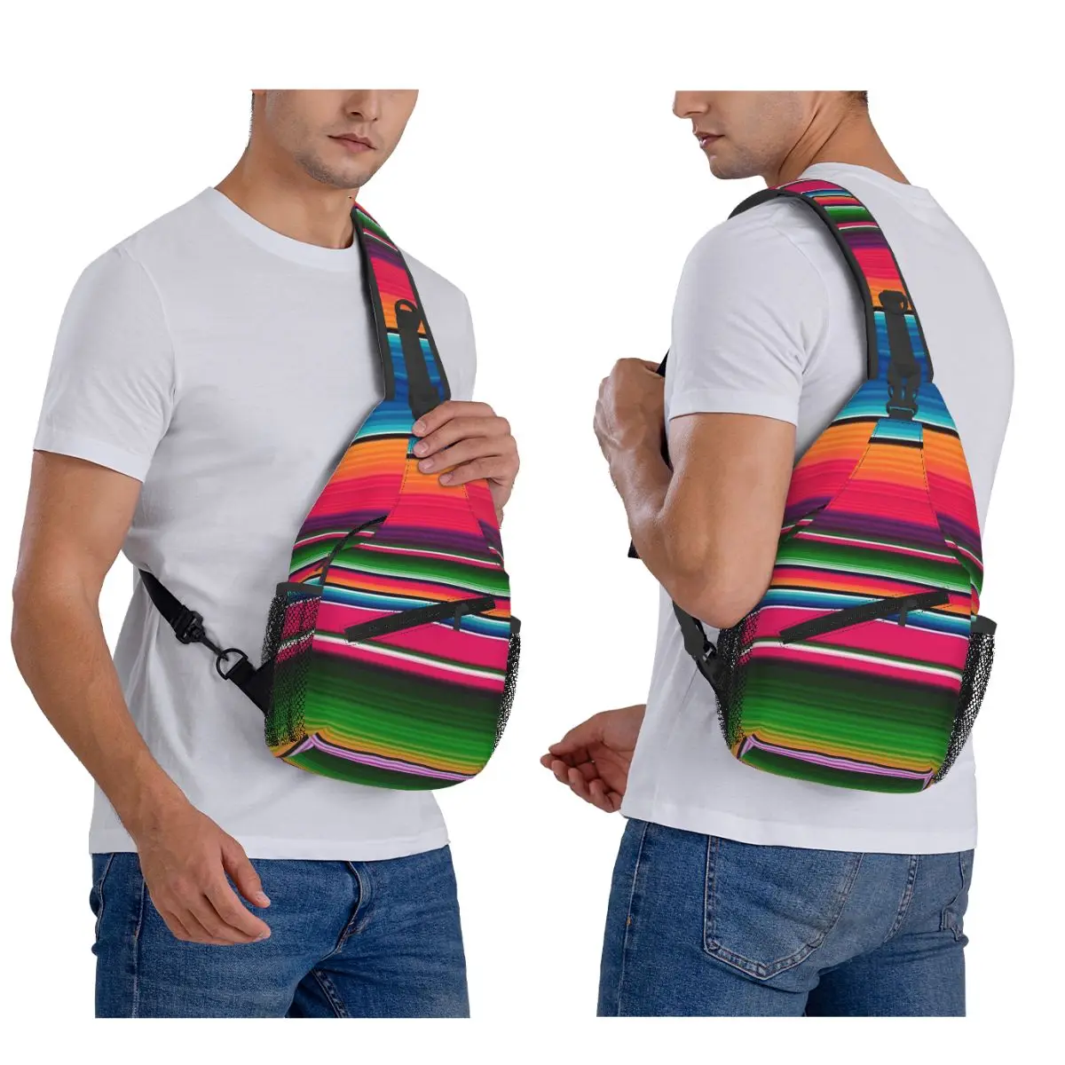 

Мексиканское одеяло в полоску Fiesta Serape нагрудная сумка мужской рюкзак через плечо на слинге нагрудная сумка дорожный походный рюкзак сумка на плечо