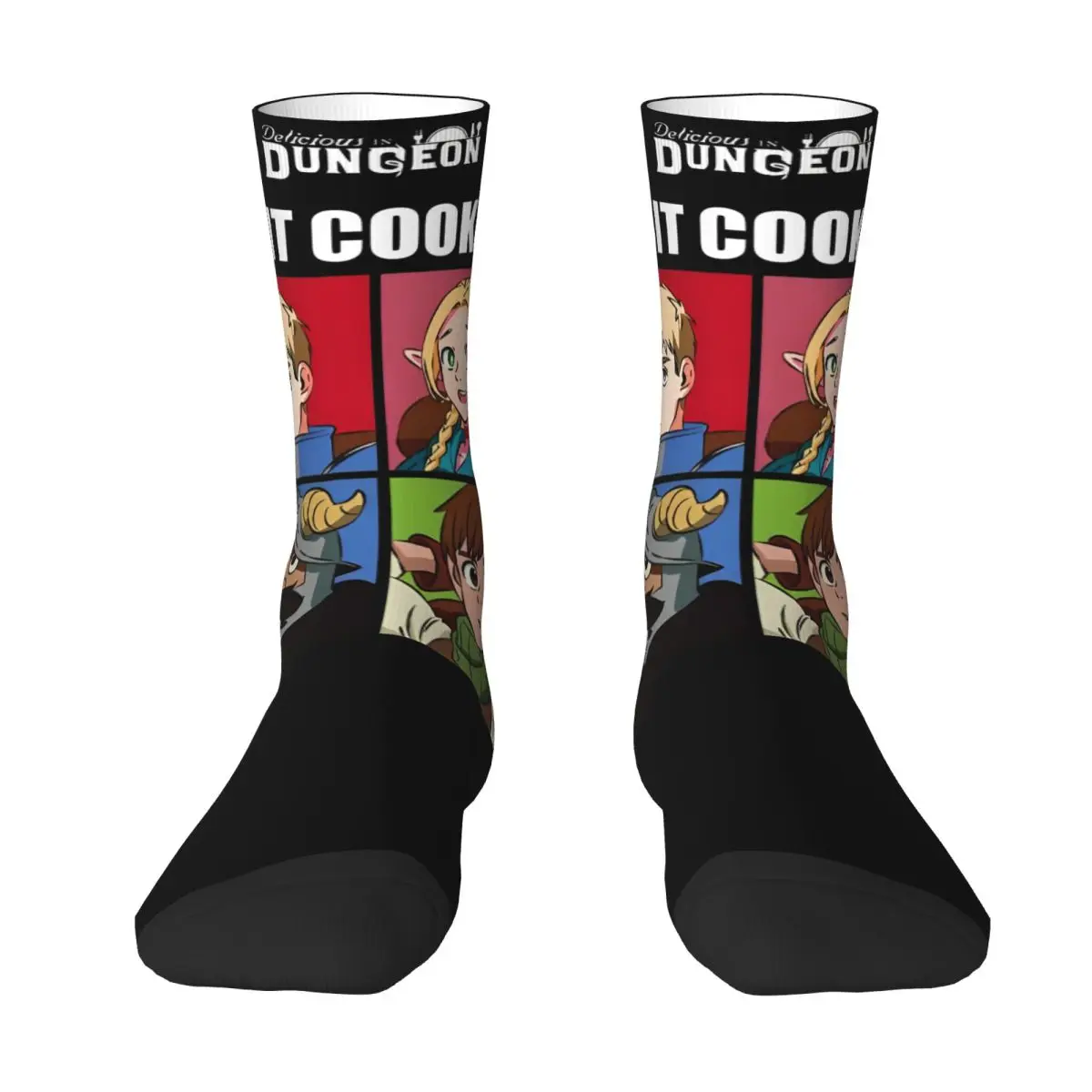 Delicious In Dungeon Anime Design Theme Dress Socks for Women Sweat Absorbing Printing Socks