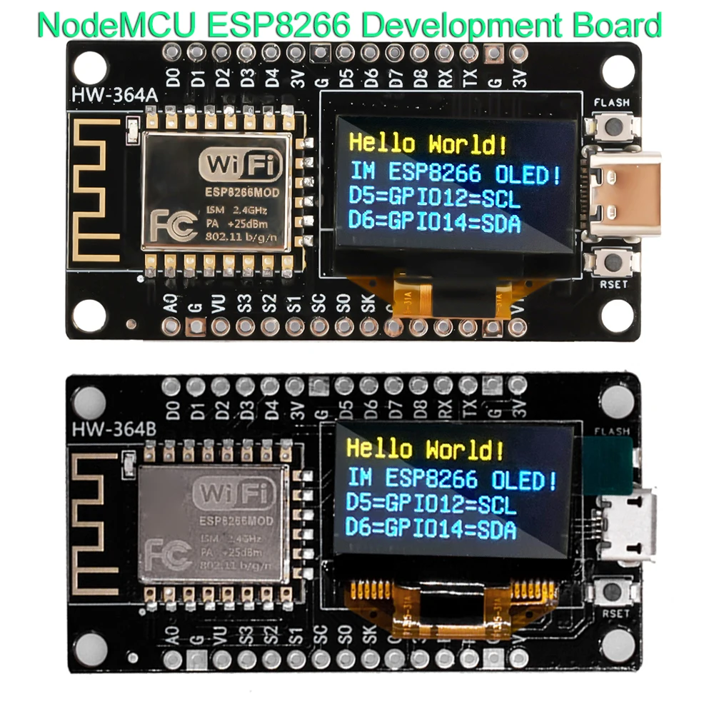 NodeMCU ESP8266 Development Board with 0.96 Inch OLED Display CH340 Driver Module for Arduino IDE/Micropython Programming