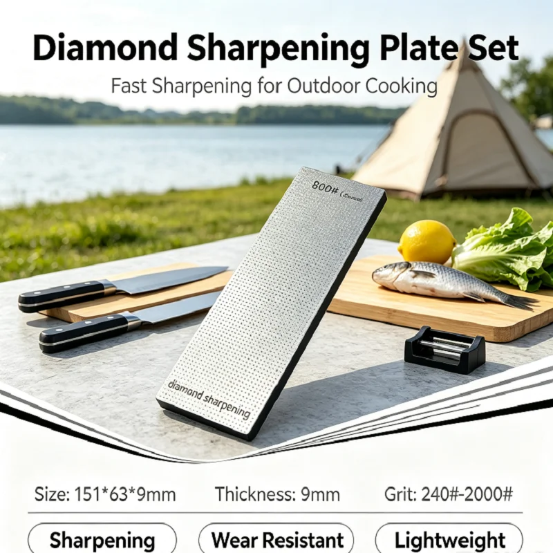 Kitchen Knife Sharpening Tool 151*63*9mm 240#-2000# Starry Surface Ultra-thin Diamond Whetstone with EVA Base