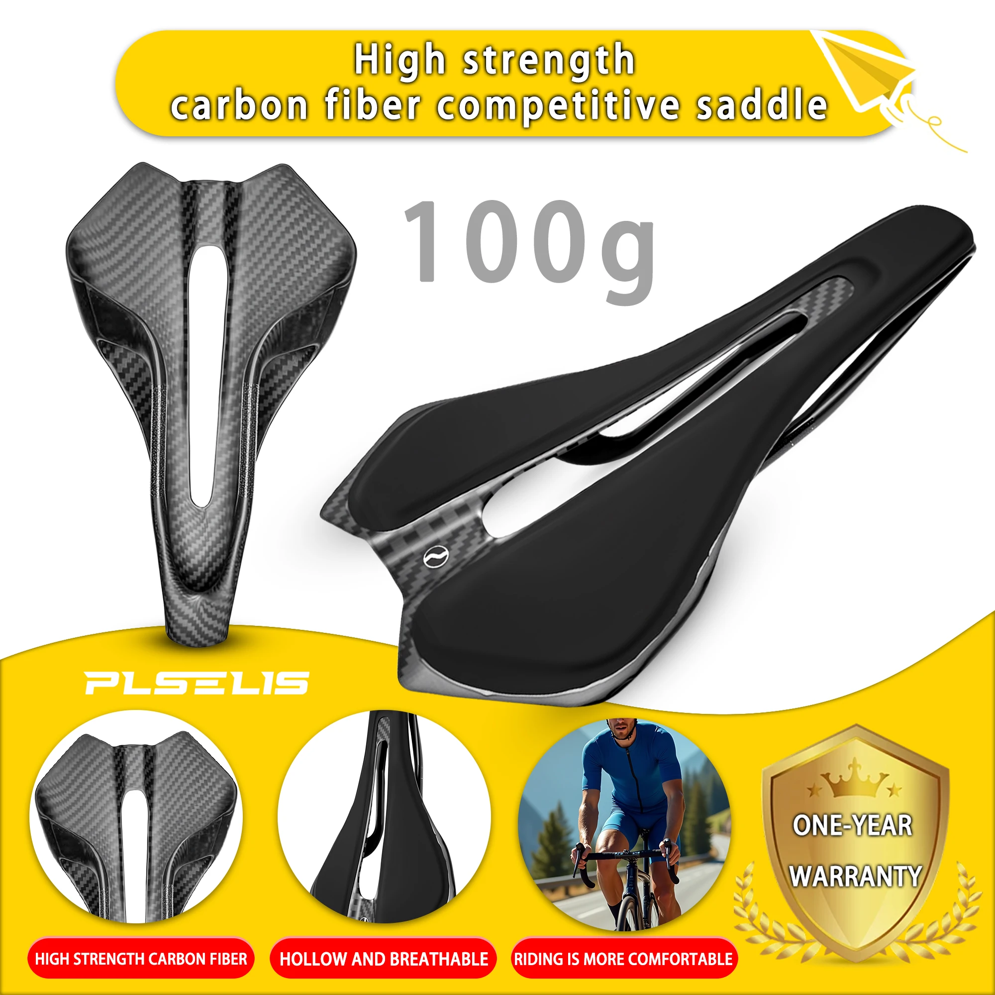 

Plselis T800 Интегрированное седло из углеродного волокна Велосипедное седло Высокопрочное легкое 100 г Велосипедная подушка Детали для езды