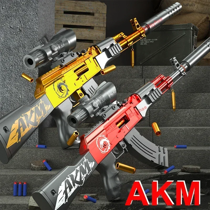 Children's boy AK47 toy gun manual bolt ejection AKM soft bullet assault rifle sponge suction cup soft bullet gun