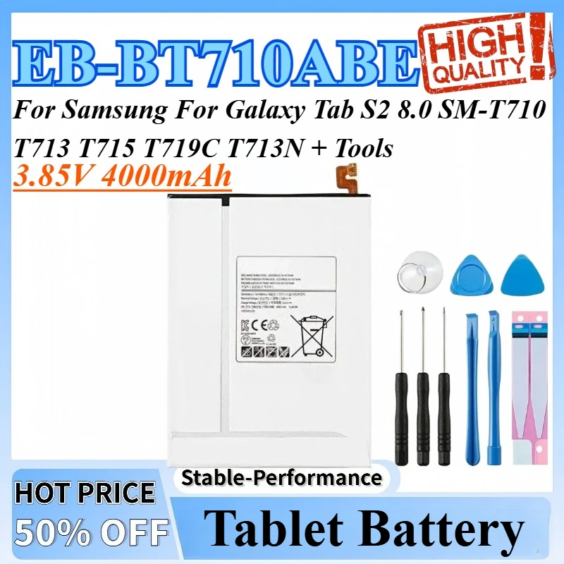 

3.85V 4000mAh Tablet EB-BT710ABA EB-BT710ABE Battery For Samsung For Galaxy Tab S2 8.0 SM-T710 T713 T715 T719C T713N + Tools