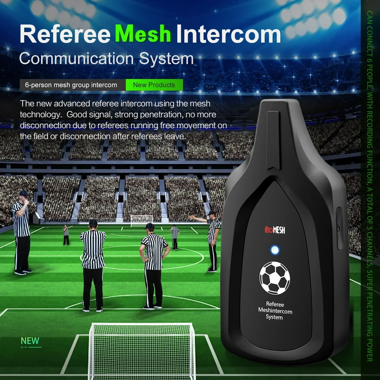 EJEAS Waterproof IP67 Referee Mesh football wireless communication system intercom