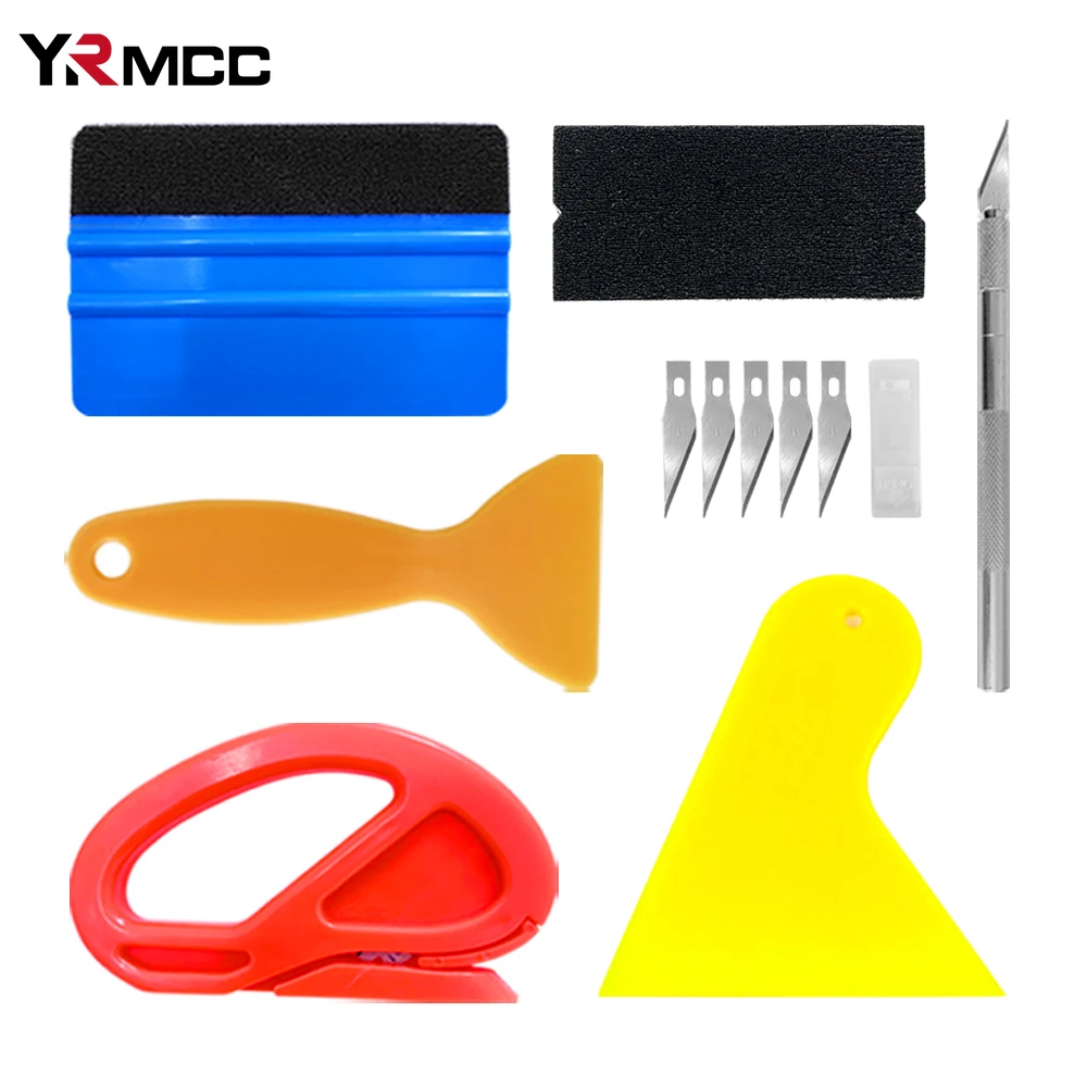 Auto Film Wrap Tool Kit Rakel Vinyl Wikkel Film Suède Schraper Auto Accessoires Voor Raam Tint Verpakking Gereedschap Rakel Sets