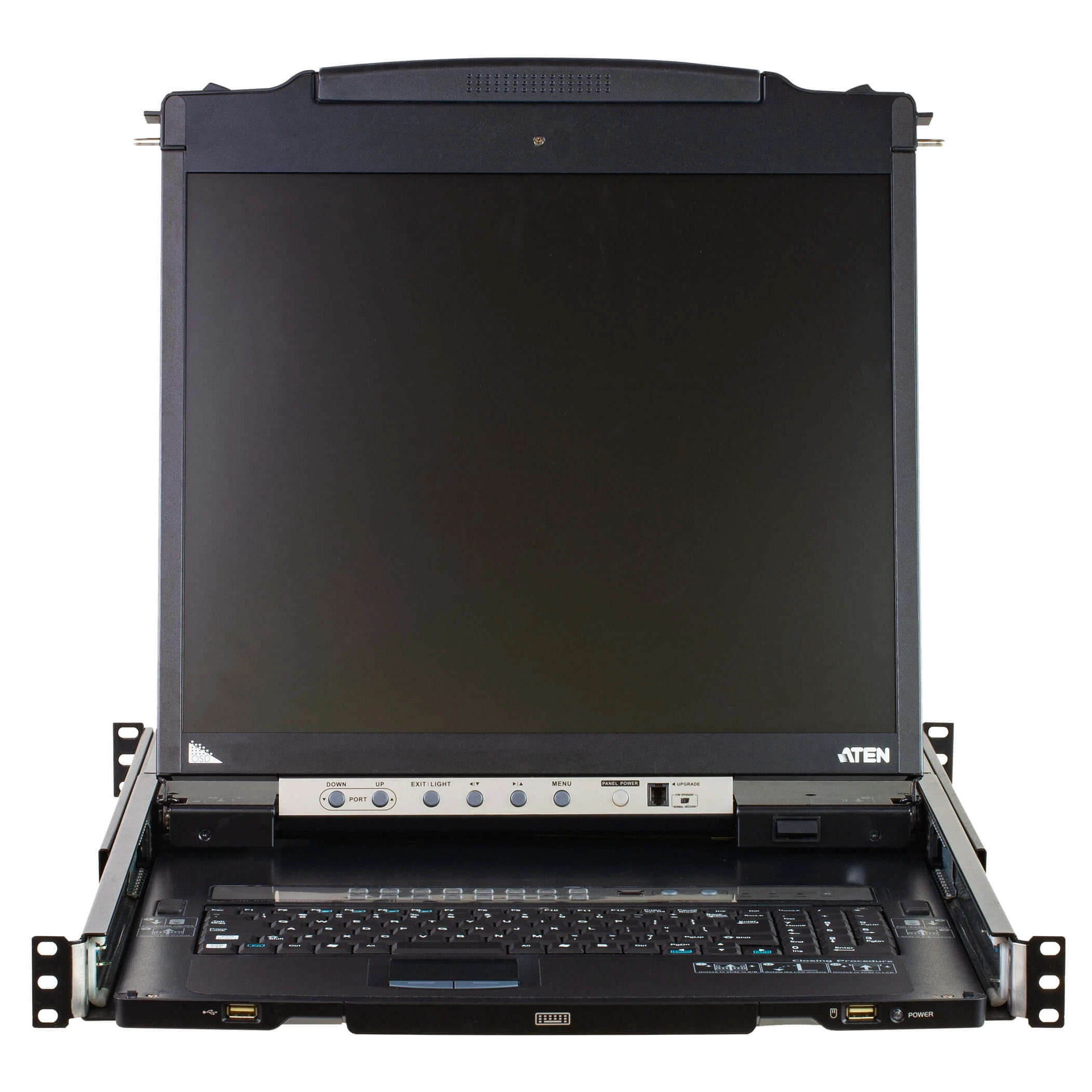 ATEN Conmutador KVM LCD de doble carril de 19 pulgadas PS/2 USB VGA de 16 puertos CL5816 ATA