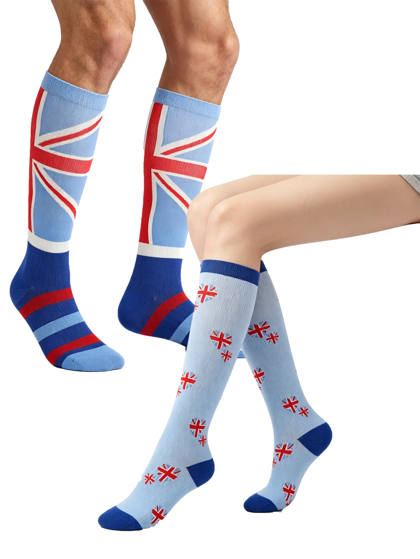 1 Pair 2026 Soccer Flag Inspired Compression Socks Knee High Anti Fatigue Athletic Socks for Men Women