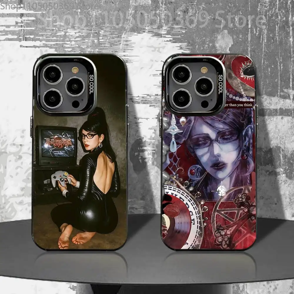 

B-Bayonetta Phone Case For iPhone 16,15,14,13,12,11,Pro,XS,Max,Plus,Mini,SE4,E Black Matte Shockproof Cover