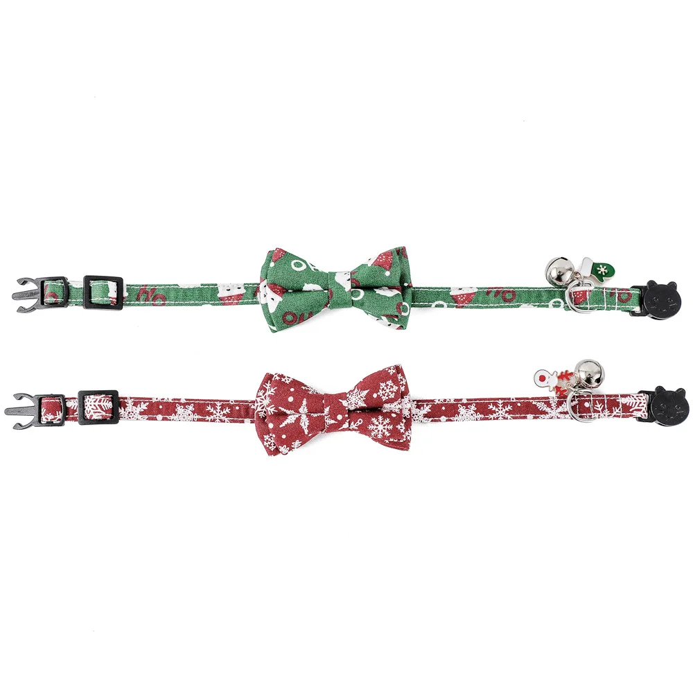 TONG Christmas Cat Collars with Bandana Bell Cat Bandana Collar with Removable Scarf Cat Christmas Collar for Cats