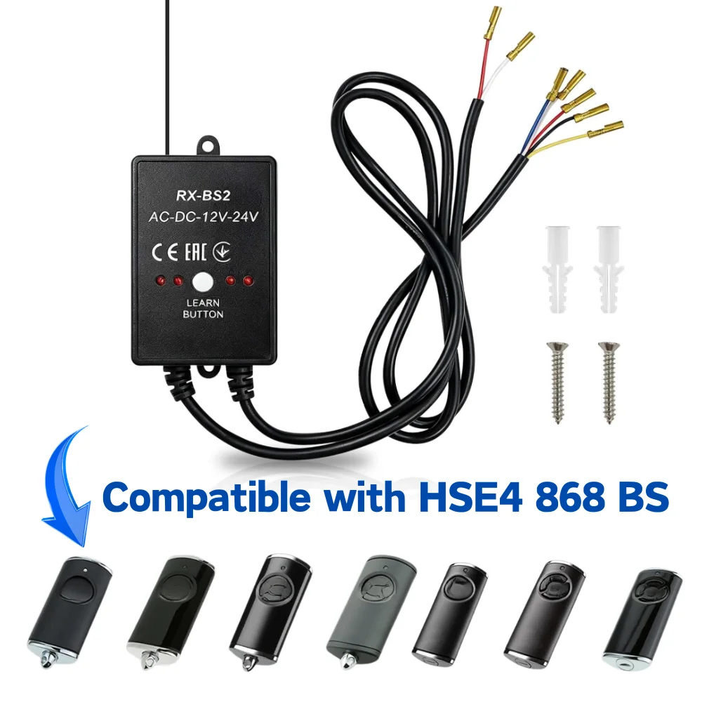 Replace HORMANN HER 4-868-BS ECO Receiver AC/DC 12-24V 4 Channel for HSE4 868 BS Bisecur Command 868MHz Handheld Transmitter