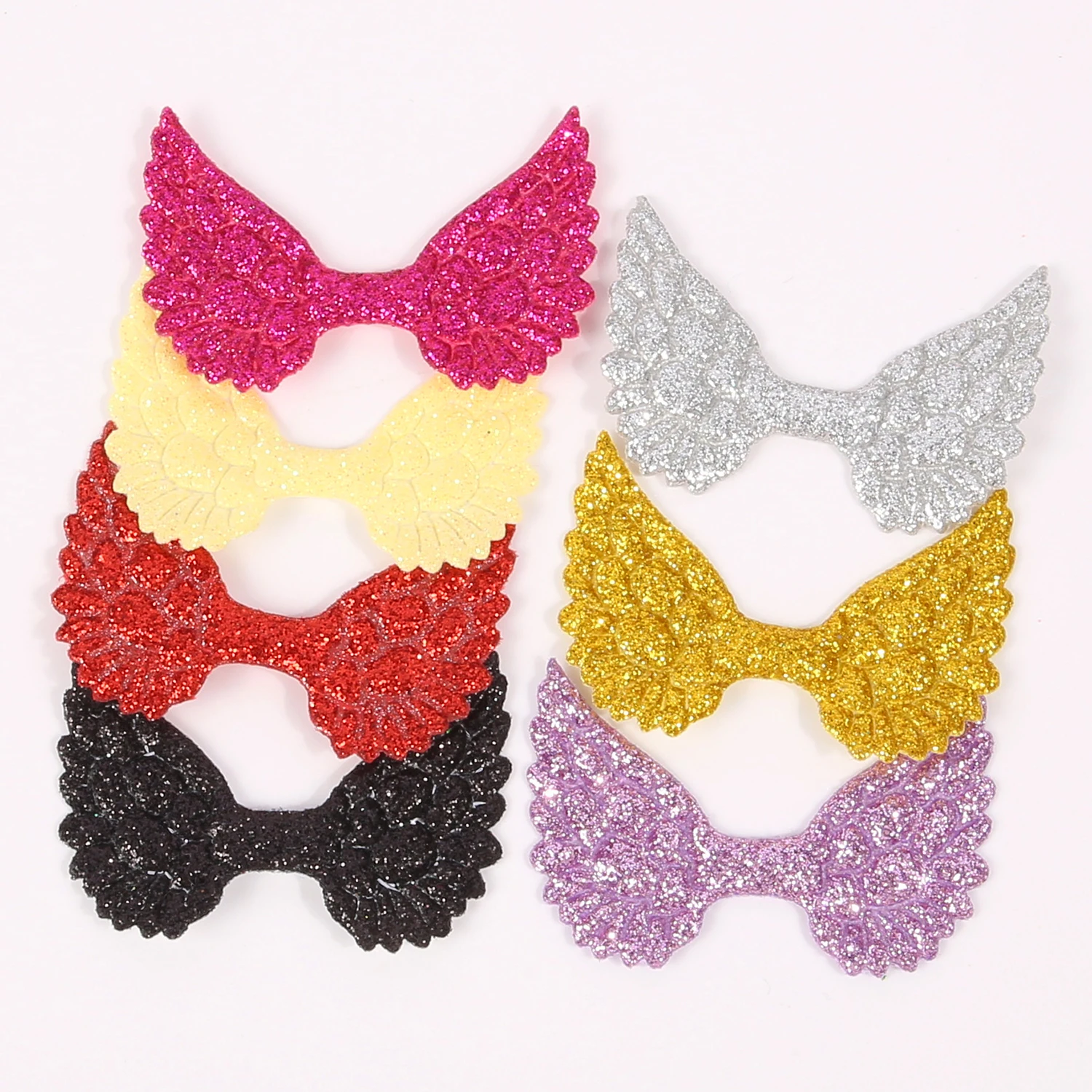 20pcs 2in 5cm Glitter Sequin Solid Colors Wings For Handmade DIY Hair Accessories Bag Clothing Hat Shoes Decor Accessories