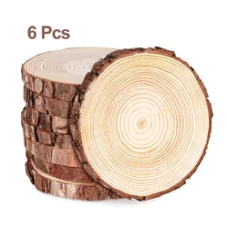 6pcs Wood Slices Thicken Pine Wooden Rounds, Perfect for Coasters Craft Wooden DIY Painting Weddiing Birthday Ornaments