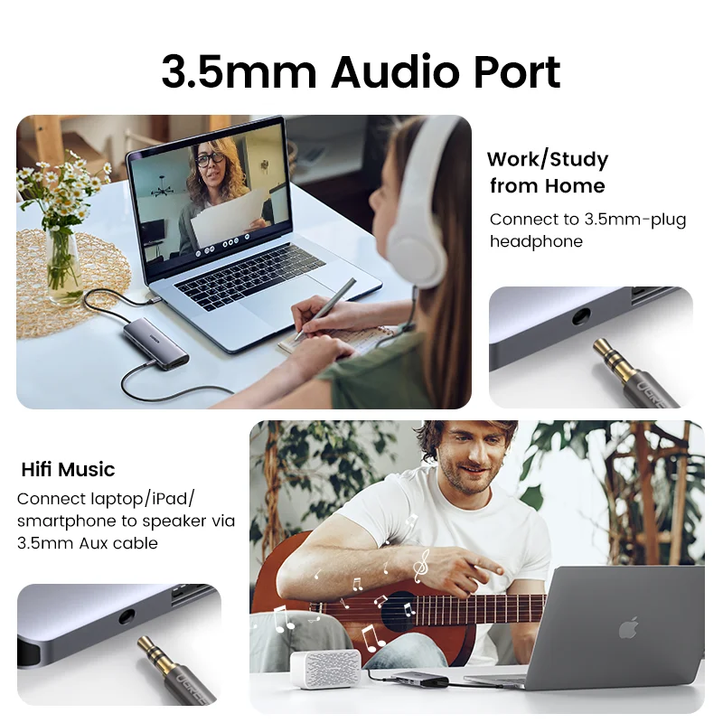 UGREEN USB C 허브, 노트북, 맥북, 아이패드, 삼성, PC, 태블릿, 휴대폰, USB 분배기, 10 인 1, 4K HDMI, RJ45 이더넷, PD100W SD 및 TF