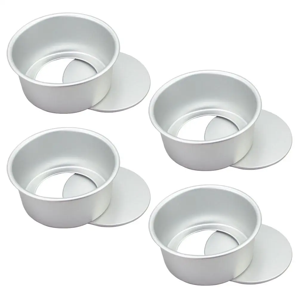 

4 Pcs Anodized Oxidation Molds Round Cake Pan 4 Inch Small Baking Pans Aluminum Alloy Easy Clean Non Stick