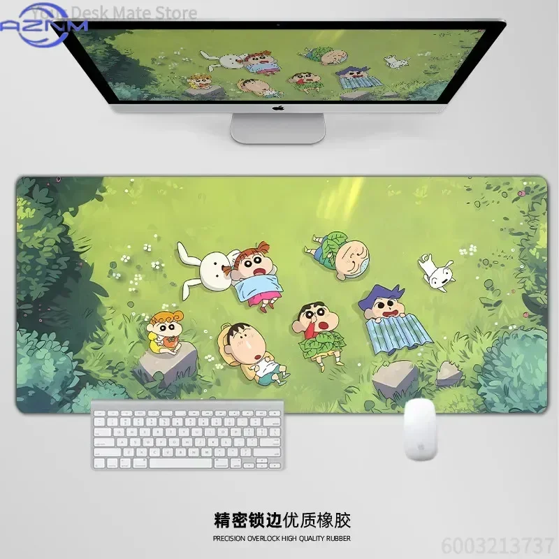 Green Nature Cute Cartoon Large Mousepad, Rubber Non-slip Gaming Desk Mat, Waterproof Keyboard Table Protector for Home and Offi