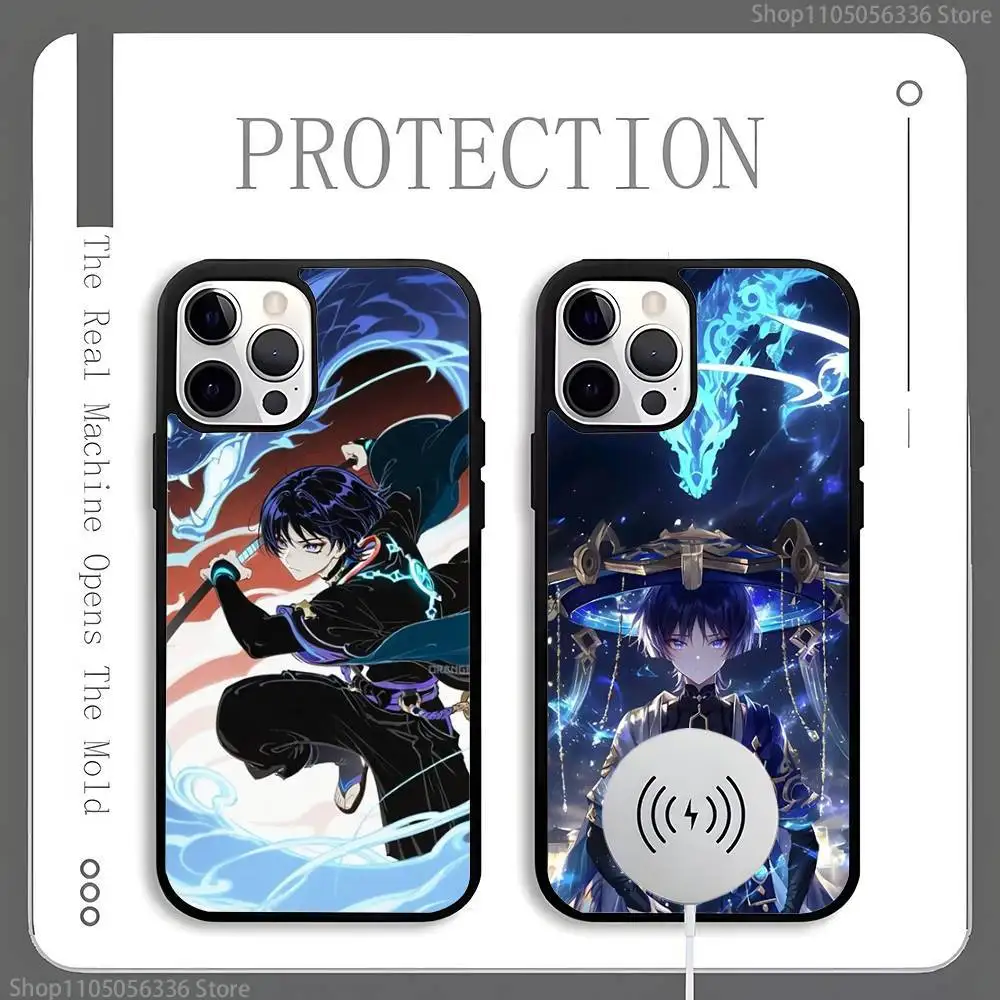 

Scaramouche Genshin Impact Phone Case For Magnetic Wireless Charge Cover For iphone 16 15 14 13 12 11 Pro Max Plus Coque