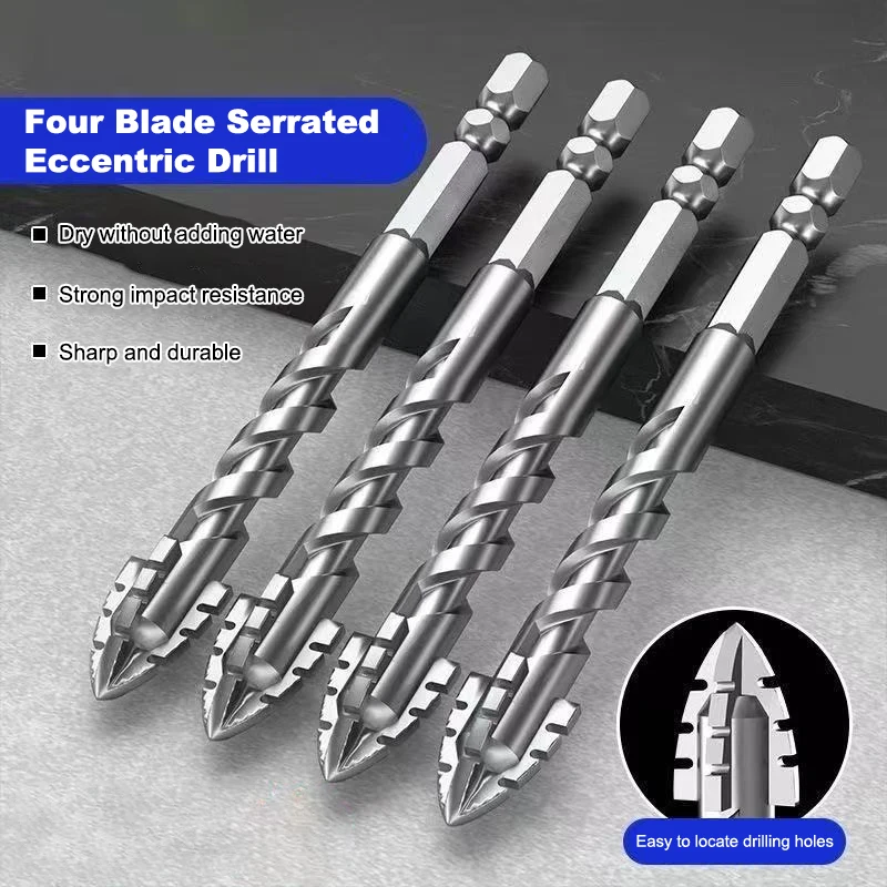 7pcs/set Tungsten Steel Serrated Drill Bits Professional Drilling Tool Set for Ceramic Tile Glass Plastic Concrete Masonry