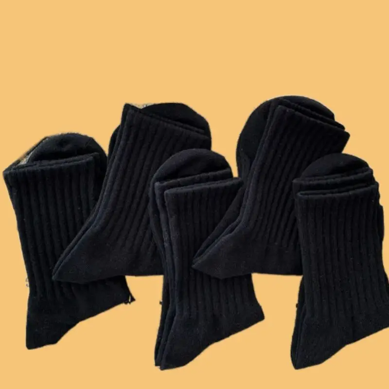 5/10 Pairs Male Breathable Solid Color Long Middle Tube High Quality Men's Women's Socks Fashion Black White Men Sports Socks