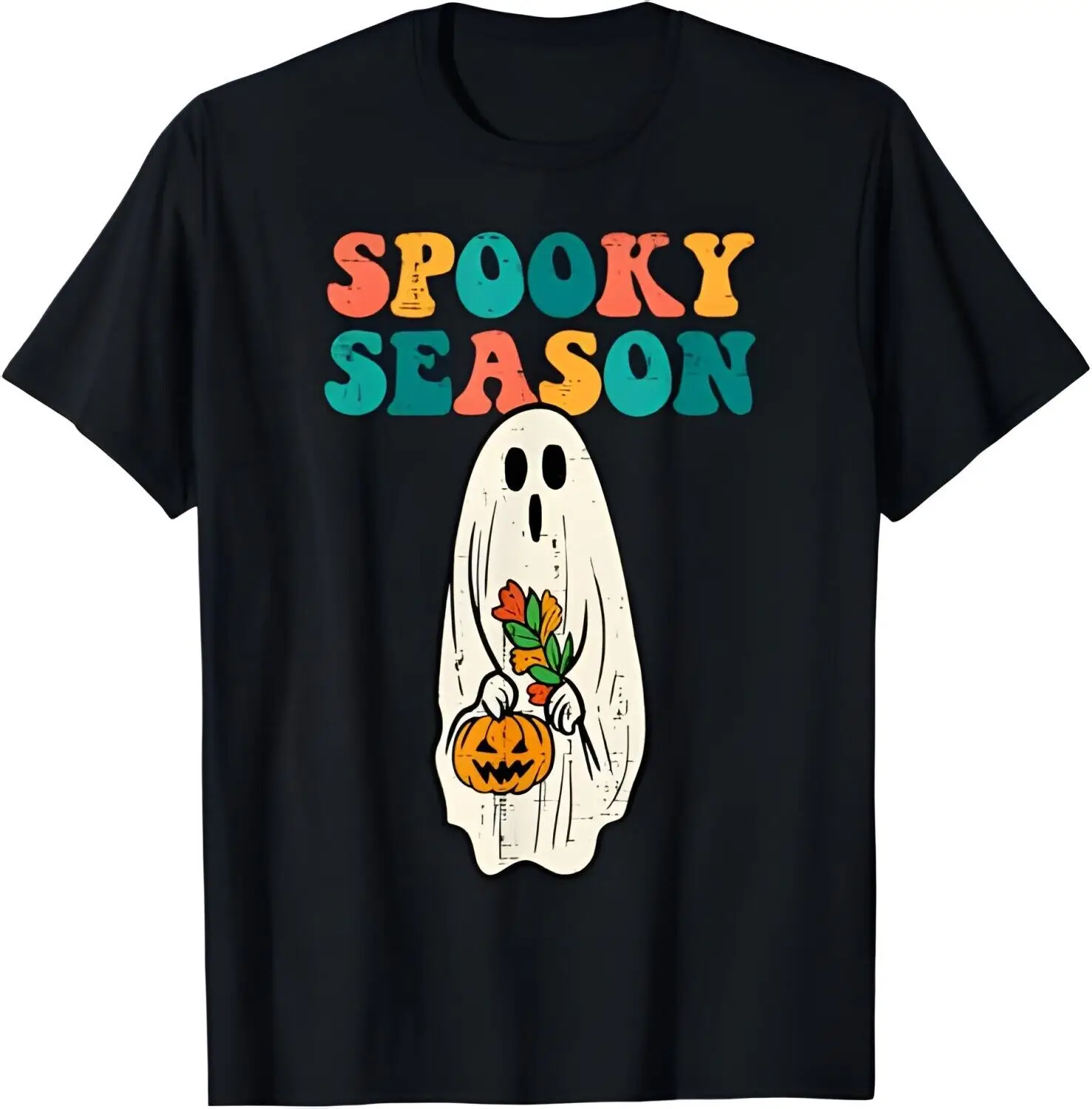 

Floral Ghost Spooky Season Retro Halloween Men Women Kids T-Shirt